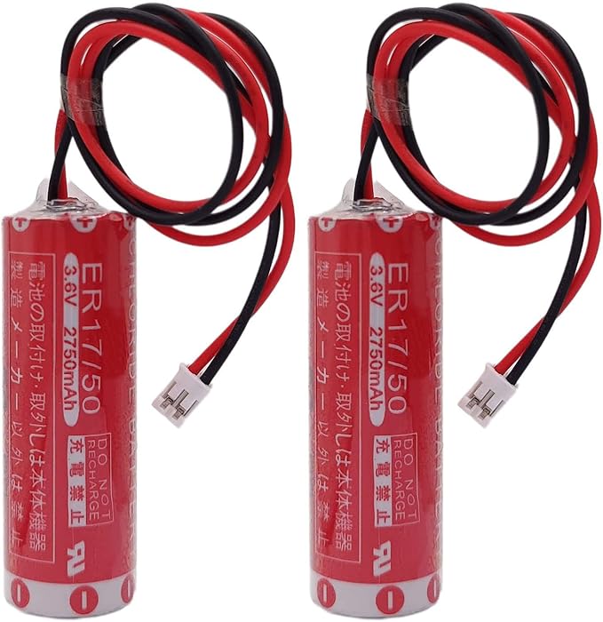 2-Pack ER17/50 ER17500V 3.6V 2750mAh AA PLC Battery with Plug for Yamaha Robot RCX340 Lithium Battery KAS-M53G0-11 KCA-M53G0-10