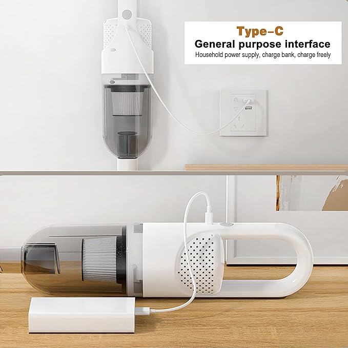 6-in-1 Lightweight Stick Vacuum Cleaner with 100W Powerful Motor, Mini Portable Household Handheld Vacuum Cleaner for Domestic Hard Floors, Carpets and Pet Hair (Silver Cordless)