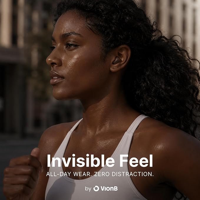 Air VionB Skin Tones Invisible Earbuds for Small Ears - Wireless Bluetooth 5.4, Skin-Matching Mini Stemless Ear Buds, IPX5 Waterproof, ENC Noise Cancelling, Discreet for Work (Deep Espresso)
