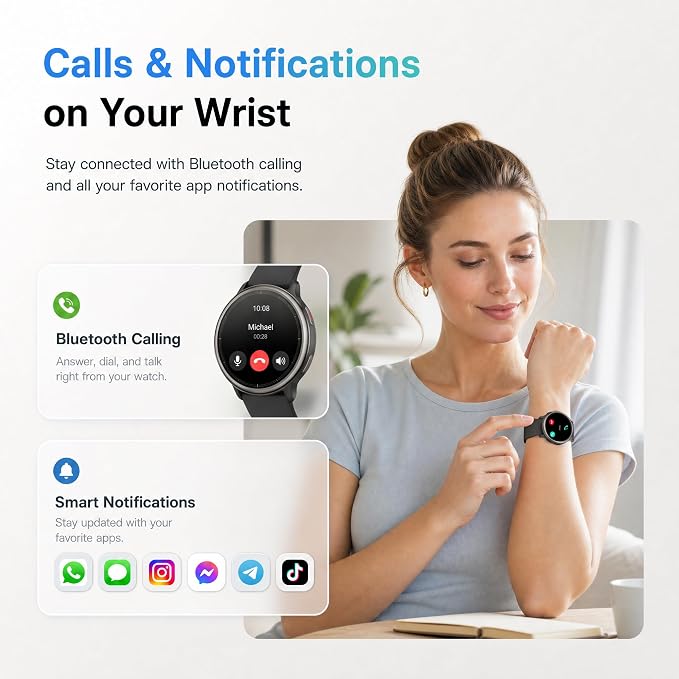 Smart Watch for Men Women (Answer/Make Call), 1.65" HD Fitness Tracker with Heart Rate/SpO2/Sleep Monitor, Pedometer, 110+ Sports Modes, 3ATM Waterproof, 7-Day Battery, for iOS Android