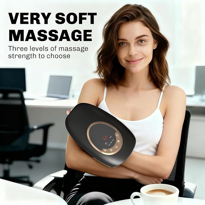 Hand Massager with Heat and Compression, 3 Strength Levels & Modes, 10/15/20 Min Timer,Large Size Fits Hands & Forearms Carpal for Arthritis, Pain Relief, Carpal Tunnel(Black, General)