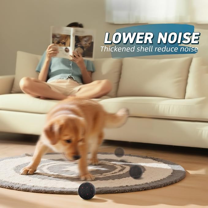 HETOO Automatic Dog Ball that Keeps Dogs Chasing, 3.2 Inch Black | Waterproof ETPU Construction with 3 Play Modes for Interactive Indoor Outdoor Fun with Dogs Over 20lbs Moderate Chewers