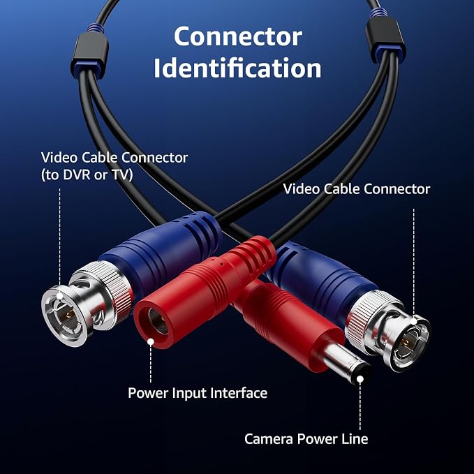 ANNKE 4 Pack 30M/100ft All-in-One Video Power Cables, BNC Extension Surveillance Camera Cables for CCTV Security DVR System Installation, Free 8 x BNC Connectors and 100pcs Cable Clips Included