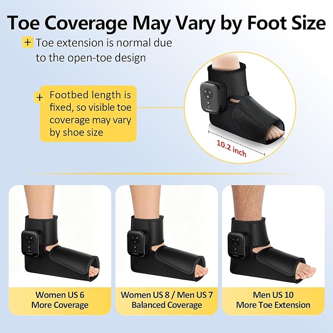Comfytemp Portable Air Compression Foot Massager with Heat, FSA Eligible HSA, Cordless Foot and Ankle Compression Boots for Circulation, Recovery for Swelling, Plantar Fasciitis (Fit Size 6 to 10)