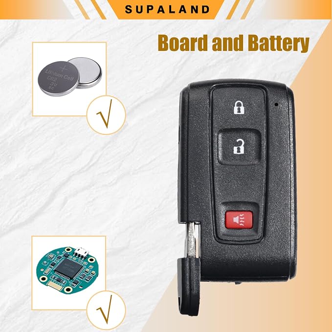 SUPALAND Key Fob Fits for Toyota Prius 2004-2009 (for Silver Logo only) 2nd Gen Smart Proximity Keyless Entry Remote Control MOZB31EG P/N:2584A-B31EG Push Start Button