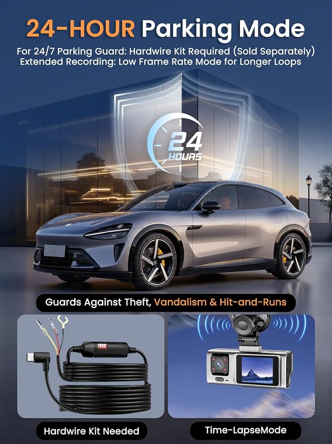 3 Channel Dash Cam Front and Rear Inside,2.5K+1080P+1080P Dash Camera for Cars,Free 64GB Card,Dashcam with WiFi,APP Control,Parking Monitor,Night Vision,Loop Recording