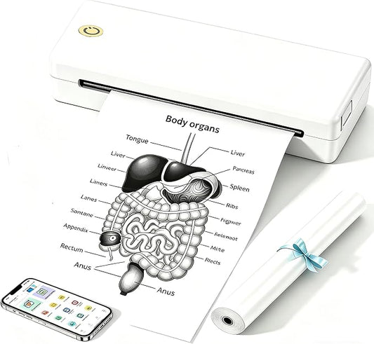eSynic Portable Thermal Printer for Students & Office-A4 Wireless Bluetooth & USB Mini Travel Printer-No Ink Needed-Supports Letter/A4 Thermal Paper-App Use Required for iPhone & Laptop