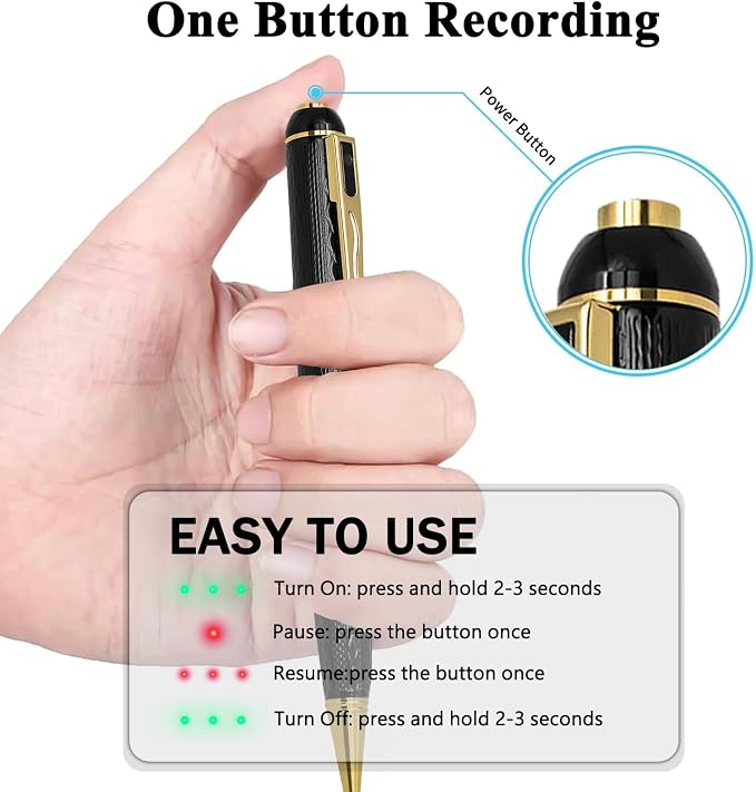 64GB Mini Hidden Camera Pen, 1080P FHD Nanny Cam with 300 Min Long Battery Life, One-Button Operation, Metal Body Micro Security Camera for Home Office (64GB with Box)