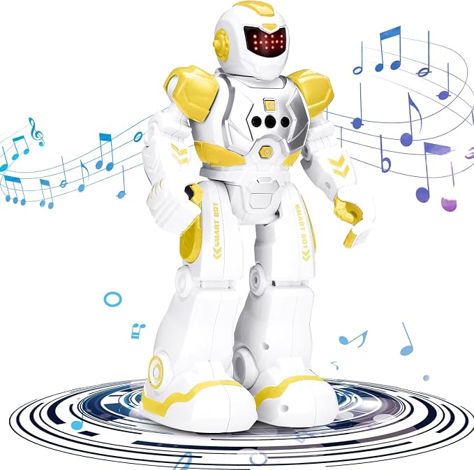 KingsDragon Robots Toy for Kids, RC Gesture Sensing Toy, Interactive Walking Singing Dancing Robot Birthday Presents for Boys Girls Age 6 7 8 9 Years Old,Yellow