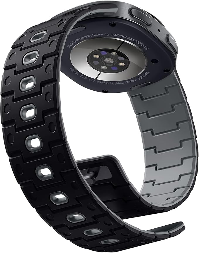 Bandletic Silicone Magnetic Band Compatible with Samsung Galaxy Watch 8 40mm 44mm / 8 Classic 46mm 2025, No Gap Soft Sport Wristbands Breathable Replacement Strap for Men Women, Black/Gray