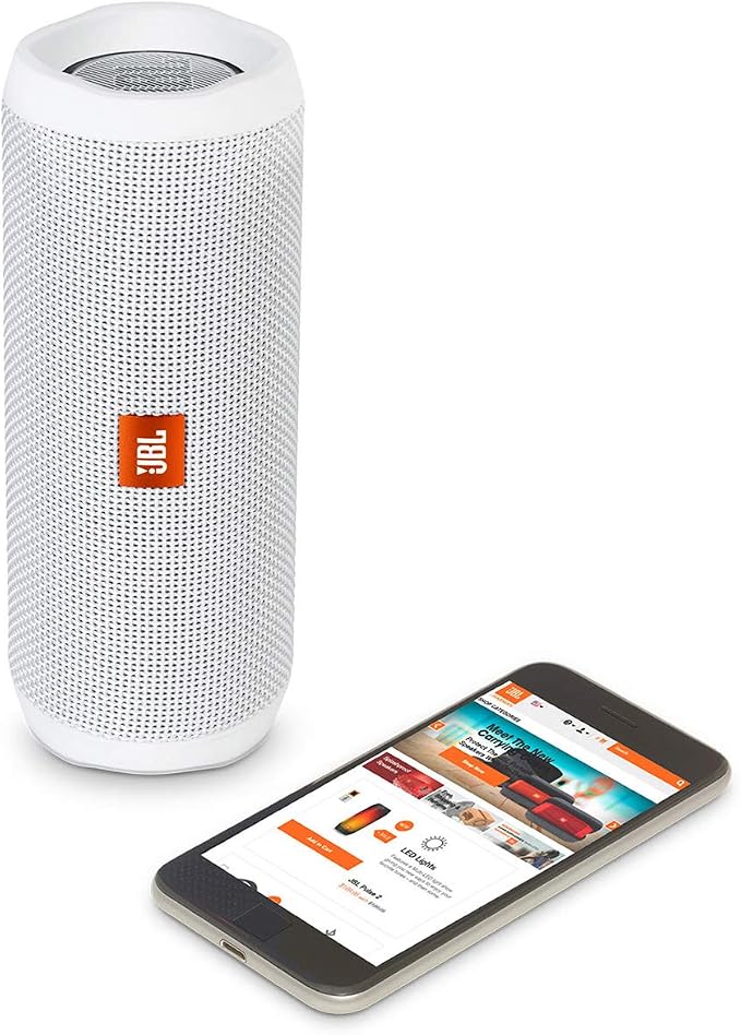 JBL Flip 4 Waterproof Portable Bluetooth Speaker - White