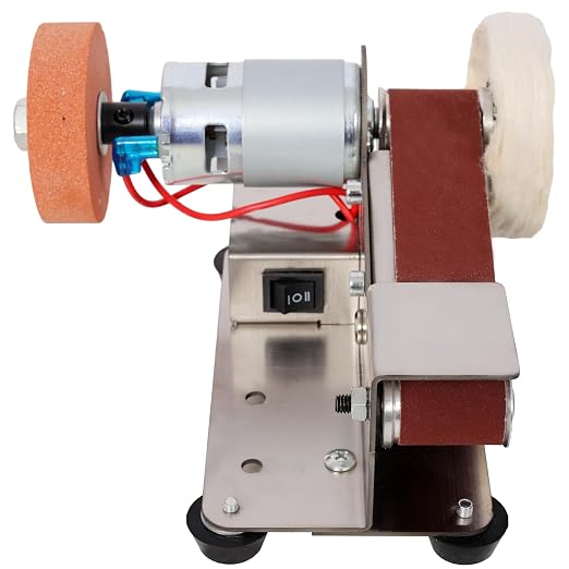 KEIKI Mini Belt Sander, Electric Sander Knife Making Supplies with 7 Adjustable Speed, Small Sanders Knife Sharpener Electric, Power Belt Bench Grinder Sanding Machine for Woodworking