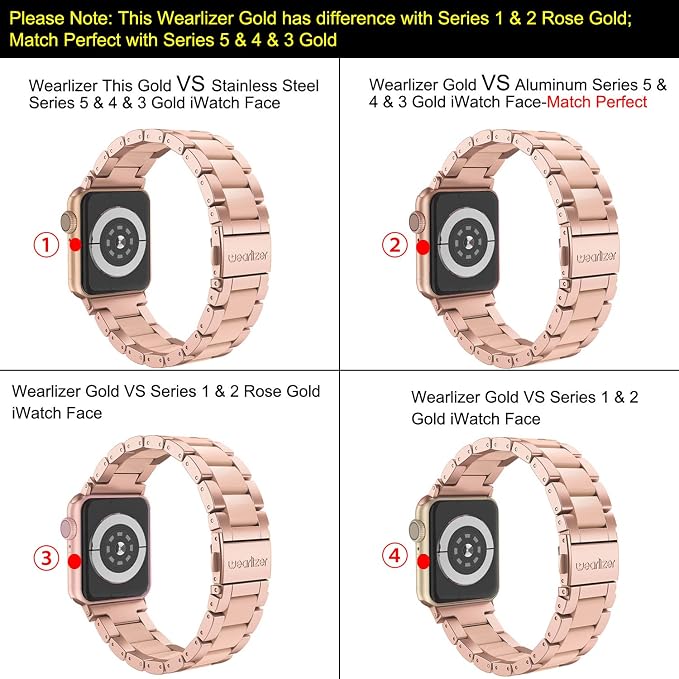 Wearlizer Compatible with Apple Watch Bands 38/40/41/42mm Womens Wristband for iWatch SE Strap Stainless Steel Gold Resin Stylish Metal Replacement for iWatch Series 11 10 9 8 7 6 5 4 3 SE/Ultra 3 2 1