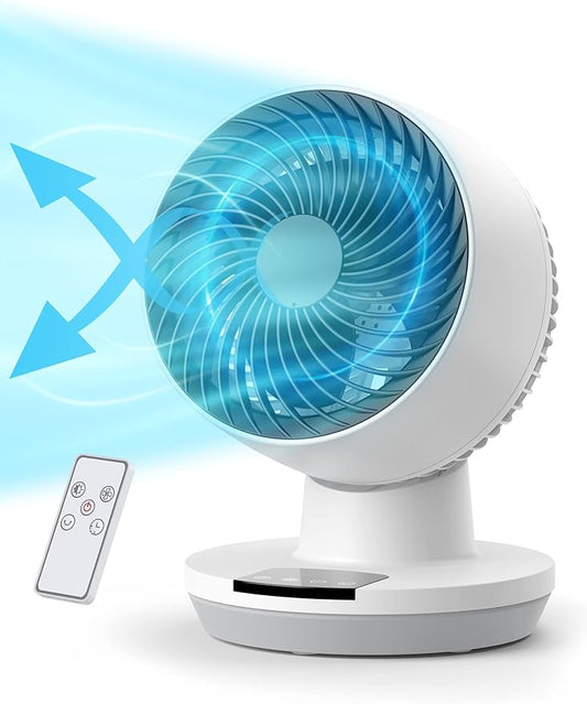 Mirdred Air Circulator Fan, 11 Inch Oscillating Table Fan with LED Display, 70ft Powerful Airflow, 120° Adjustable Tilt, 8H Timer, 3 Speeds, Quiet Desk Fan for Living Room, Office, Home