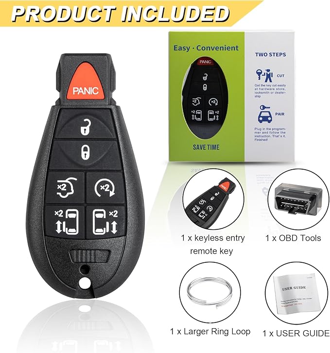 Vurkcy Key Fob Replacement for 2008-2016 Chrysler Town Country & Dodge Grand Caravan Car Keyless Entry Remote Control, M3N5WY783X IYZ-C01C, 7 Buttons