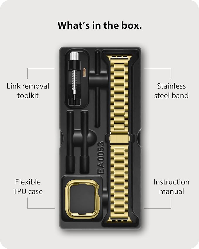 Fullmosa Metal Band Compatible with Apple Watch Bands Series 11 10 46mm, Stainless Steel Strap iWatch Band with Case for Apple Watch, Golden