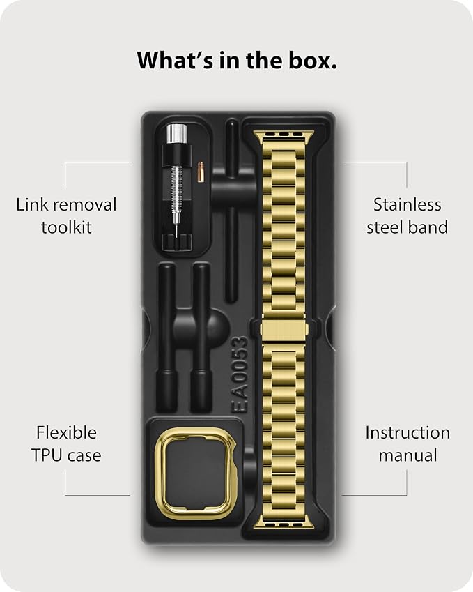 Fullmosa Metal Band Compatible with Apple Watch Bands Ultra3 2 1 49mm, Stainless Steel Strap iWatch Band with Case for Apple Watch, Golden