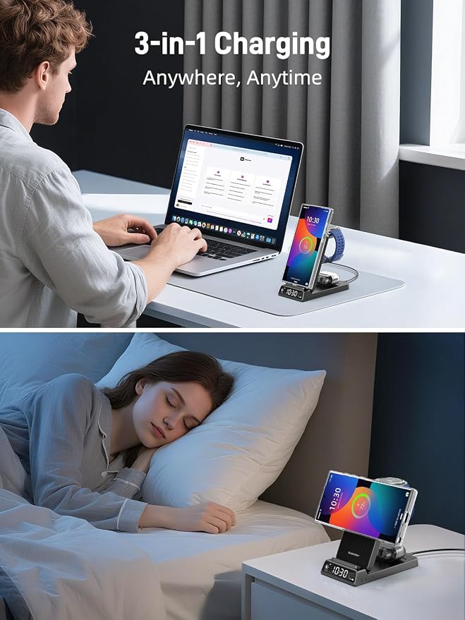 Magnetic Wireless Charger for Samsung, Compatible with Samsung MagSafe Charger, 3 in 1 Charging Station for Samsung Galaxy S26 Ultra/Z Fold/Flip 7, Watch Charger for Galaxy Watch Ultra/8/7, Buds4