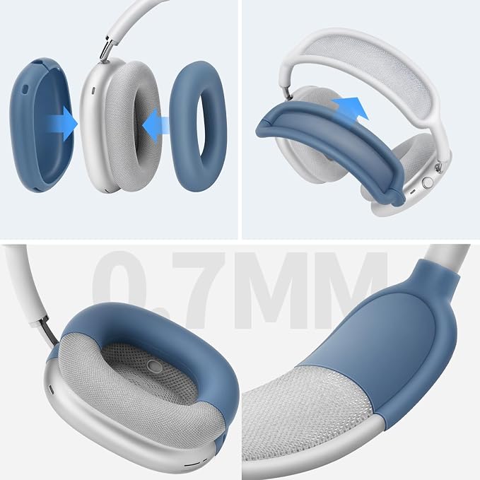 Yinke Smart Case for AirPods Max Headphones Supports Sleep Mode, with AirPods Max Silicone Earpad Cover/Ear Cups Cover Anti-Scratch Accessories, Portable Hard Organizer