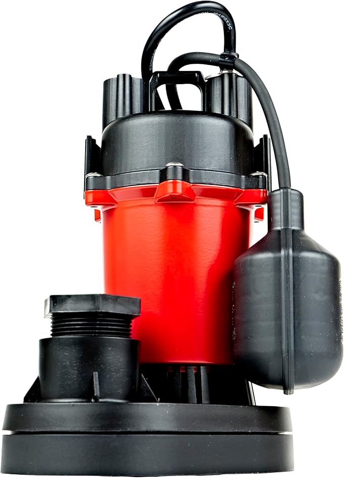 Red Lion RL-SP25T 115-Volt, 1/4 HP, 3088 GPH Aluminum and Thermoplastic Sump Pump with Tethered Switch and 8-Ft. Cord, Red, 14942739