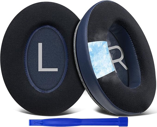 SOULWIT Cooling Gel Earpads Replacement for Bose QuietComfort 45 (QC45)/QuietComfort SE (QC SE)/Quiet Comfort Wireless Over-Ear Headphones, Ear Pads Cushions with Ice Silk Fabric - Navy Blue
