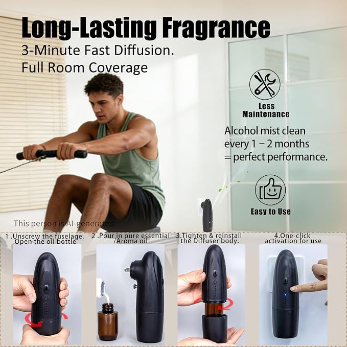 Waterless Diffuser with Bluetooth App for Home Large Room - Plug in Diffusers for Essential Oils Covers 500 Sq.Ft White