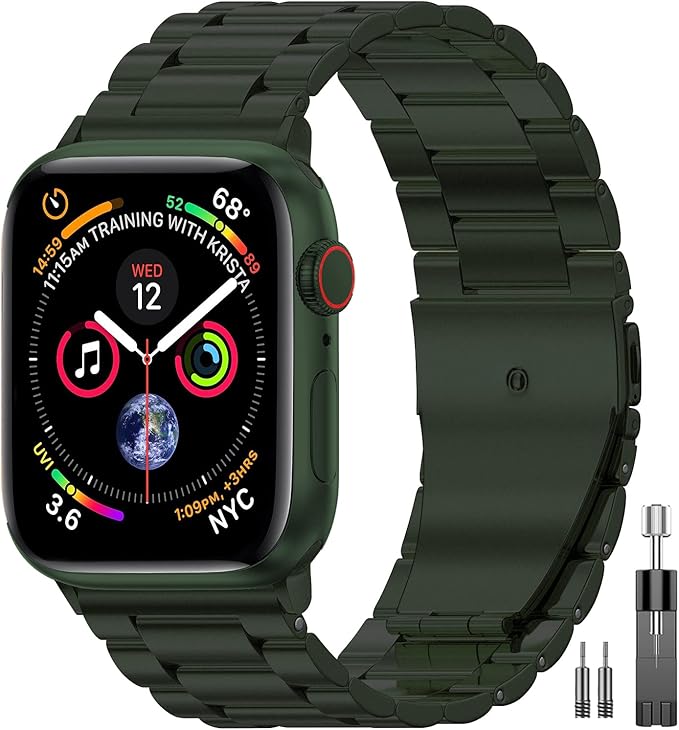 EPULY Stainless Steel Apple Watch Band, 42mm-49mm Compatible, Adjustable Length, Easy Installation, Luxury Design