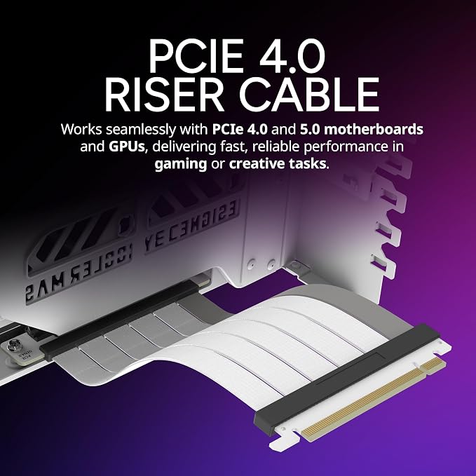 Cooler Master Vertical GPU Card Holder Kit V3, PCIe 4.0 5.0 Motherboards GPUs RTX 5090 RX 9070 XT, ABS Casing, 165mm Length, Modula Adjustable for E-ATX ATX Micro ATX Case, White