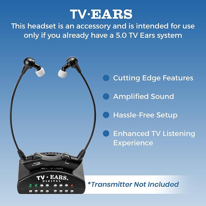 TV · EARS Additional Wireless Headset Compatible with all 5.0 Analog and Digital TV Ears Headset Systems, Ideal for Seniors & with Hearing Difficulties