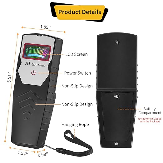 AceFox EMF Meter, Hand-held Digital LCD EMF Detector, Ghost Hunting Equipment Tester for Home, Office & Outdoor Inspections