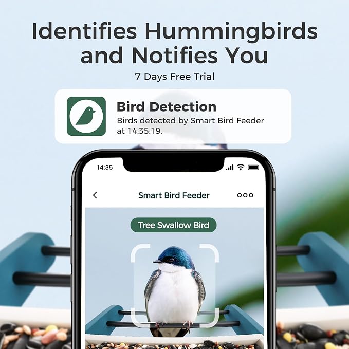 TT Nature Recycled Plastic Smart Bird Feeder with Camera, Solar Powered, AI Identifies 10,000+ Birds Species, Auto Capture 2K Videos & Instant Alerts, Ideal Gift for Family and Lover
