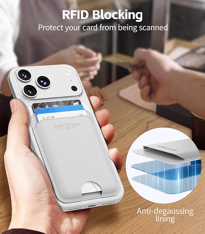 for MagSafe Wallet with Find My Tracking, Ultra-Slim, 3-Card RFID Holder, Strong Magnetic Wallet for iPhone 17/16/15/14/13/12 Pro Max Air Plus, Wireless Charging, White