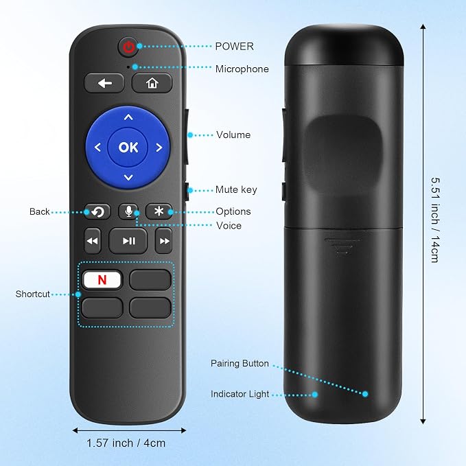 Replacement for Roku Voice Remote : Voice Remote Control for Roku TV, Audio Devices, Streaming Stick, Most Players with 4 Shortcuts & Easy Setup, Purple