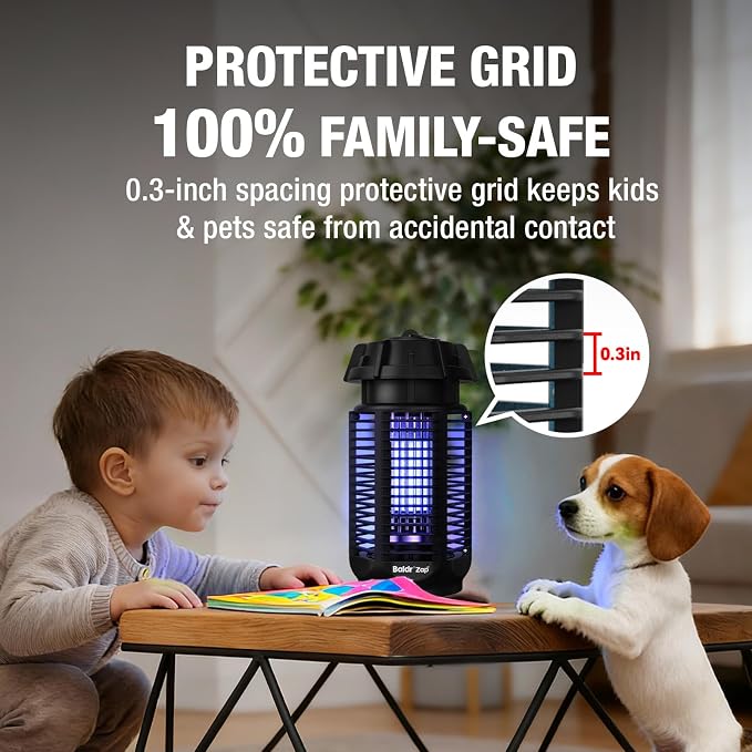 BALDR Bug Zapper Outdoor Indoor, 20W Power & 4200V Instant Grid Mosquito Repellent, Coverage of 1/2 Acre Fly Trap for Patio, Backyard, Home