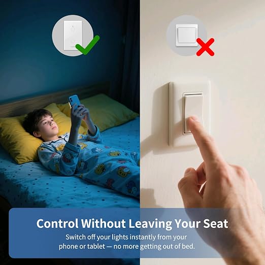 Smart Matter Light Switch, ZINDRA 2.4G WiFi Touch Wall Switch (Neutral Wire Required), Single-Pole Smart Switch Works with Apple Home, Alexa, Google Home & SmartThings, Tempered Glass Panel, White