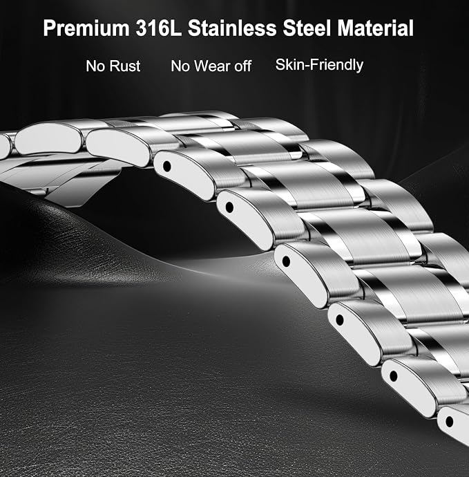 SUPLINK Stainless Steel Band Compatible with Samsung Galaxy Watch Ultra Bands Men Women, Adjustable Metal Replacement Band for Samsung Watch Ultra Bands 47mm, Silver