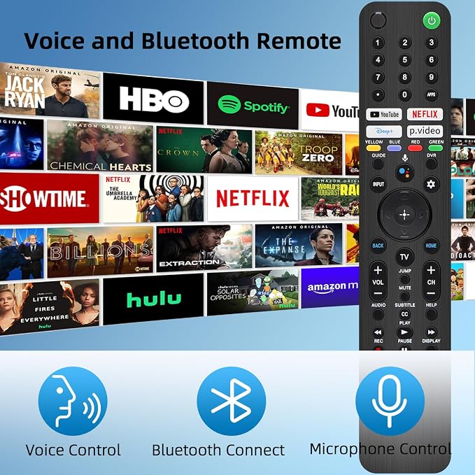 for Sony TV Remote Voice, Replacement for Sony Bravia TV Remote for All Smart LED OLED Series TVs with Voice Function (RMF-TX520U)