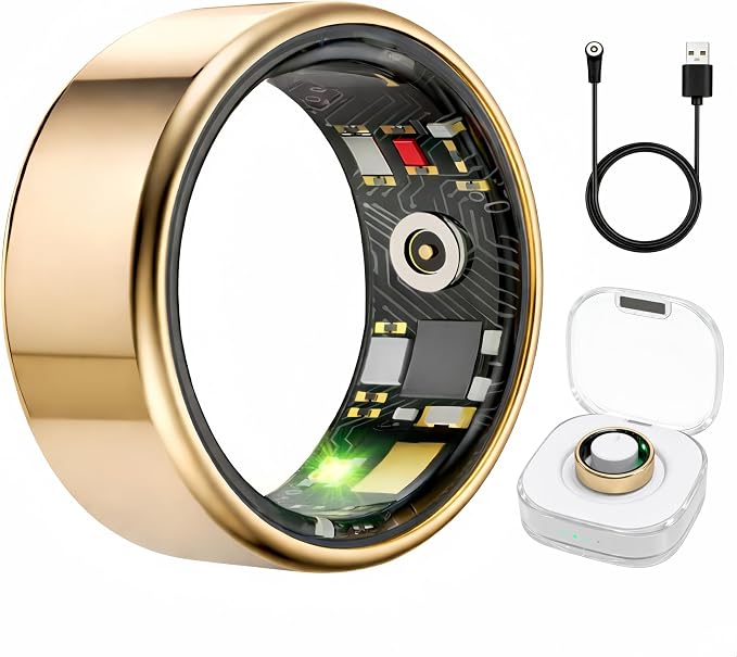 Smart Ring Health & Fitness Tracker for Men & Women, Heart Rate, SPO₂, Sleep & Activity Monitoring, IP68 Waterproof, Long Battery Life, Family Care Mode, No Subscription Fee (Rose Gold, 7)