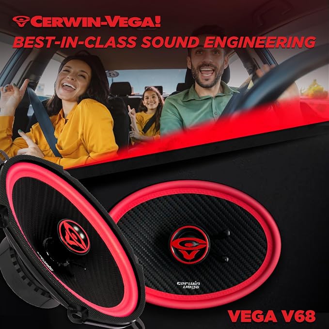 CERWIN-VEGA! V68 6"× 8" VEGA 2-Way 300 Watts 4 Ohm Coaxial Speakers(Pair)