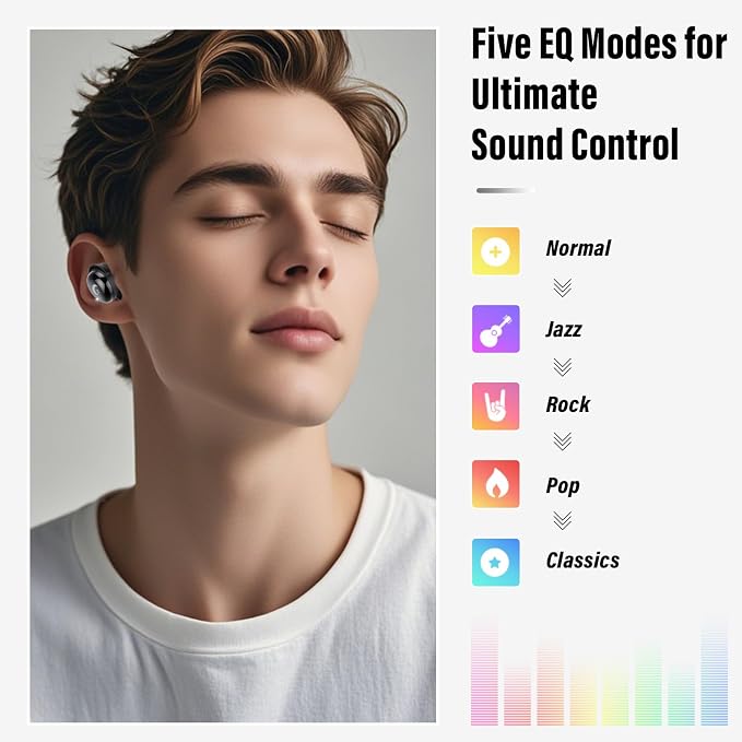 VEKJ Sleep Earbuds Bluetooth 5.4, 48H Smart Touch Screen in Ear Ear Buds, 2025 Mini Sleep Headphones Small Design for Side Sleepers, 5 EQ Modes, Clear Calls, IPX7 Waterproof in Ear Earphones