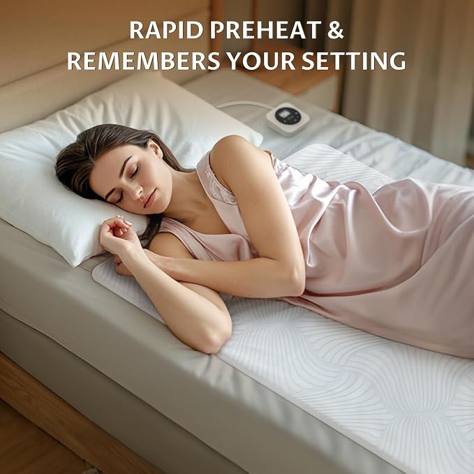 MINI Twin Size Electric Heated Mattress Pad - Bed Warmer with Memory & Preheat Functions, 12 Heat Settings Single Control for 1-12 Hours Auto Off, Lighted Button