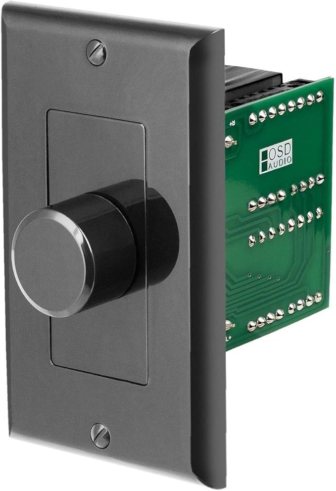 OSD Audio 100W in Wall Volume Control Impedance Matching for Home Speakers, Rotary Knob Black SVC100