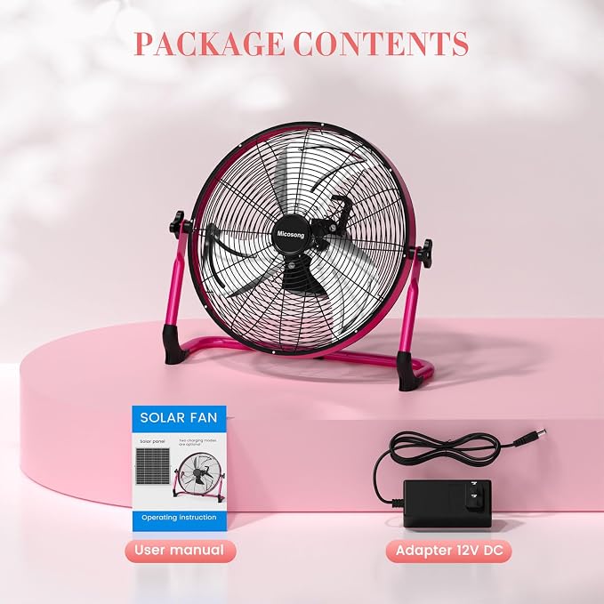 18” Portable Battery Operated Fan, Rechargeable Cordless Camping Fan Outdoor, USB Output, 360° Tilt, 10~60h Runtime, Quiet, Wireless, Metal Blade, For Travel Gazebo Home Garage Gym RV Barn