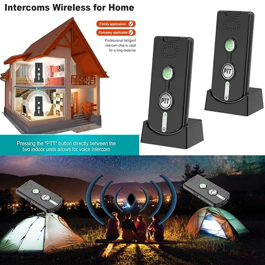2 Way Wireless Intercom System for Home, 1/2 Mile Long Range, Hands Free Calling, Rechargeable, 120H Standby,Volume Control - Room to Room, Elderly Care, Indoor Outdoor,Use for Home Hospital Hote
