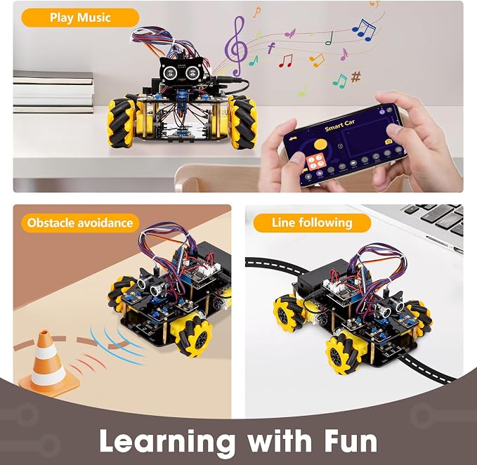 ACEBOTT Robot Kit, Robotics for Kids Ages 8-12 12-16, STEM Toys for Boys with Remote & App Control, Arduino & Scratch Compatible, Science Kits for Kids Age 8-12 12-16, for Boys & Girls(Yellow)