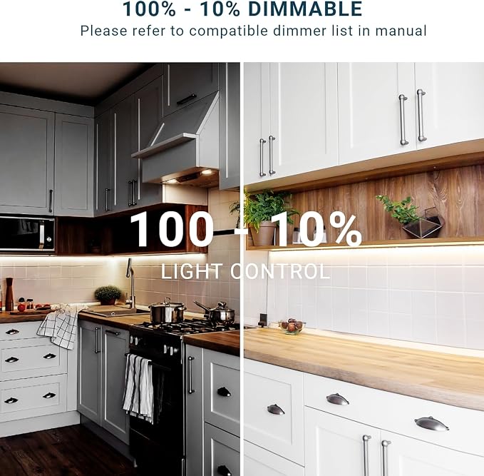 PARMIDA LED Swivel Under Cabinet Lighting, Hardwired or Plug-in Installation, 10 Inch, 7W, 5CCT Color Selectable - 2700K/3000K/4000K/5000K/6000K, Rotatable Lens, Dimmable, Linkable, 120V, 560LM, ETL
