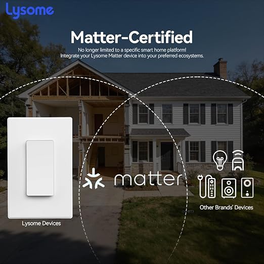 Matter Smart Light Switch, Voice Control Smart Wall Switches Compatible with Alexa & Google Assistant, APP Control and Timer Schedule, Neutral Wire Required, 3 Way, 2.4GHz Wi-Fi, White, 6 Pack