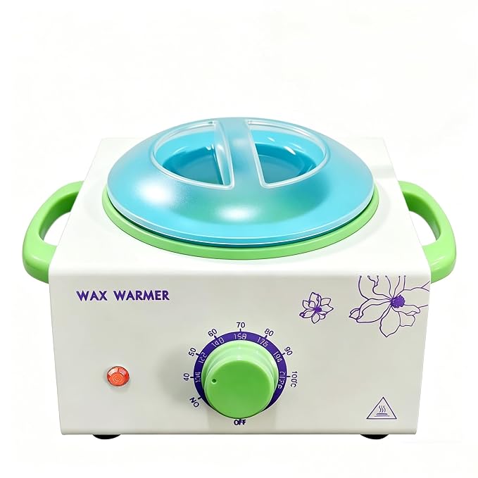 Wax Warmer for Hair Removal, Professional Waxing Heater Pot with Adjustable Temperature for Women Men, with 20 Wooden Wax Sticks(White-Single Pot)