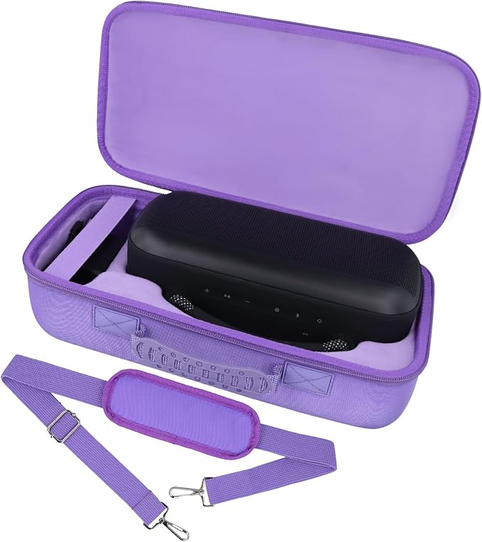 for Bose SoundLink Max Portable Speaker Hard Protective Case, Portable Travel Case Replacement with Shoulder Strap and Handle (Purple Case) - co2CREA