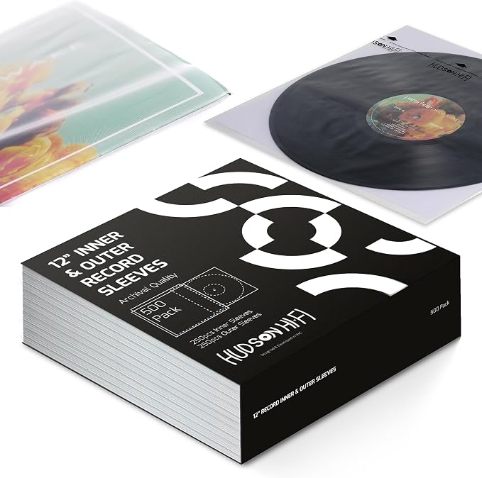 Hudson Hi-Fi Anti-Static Vinyl Record 250 Inner 250 Outer Sleeves - Ultimate LP Protection from Scratches, Dust & Dirt- Acid Free Thick Rice Paper